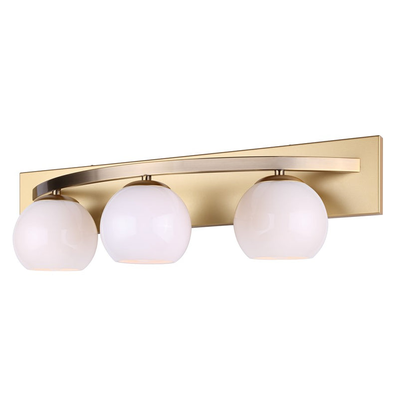 Canarm Monroe 24in 3-Light Vanity Light | Gold Metal and Opal Glass | Bathroom & Powder Room | 24 x 8 x 6.75 in | Model IVL1169A03GDP