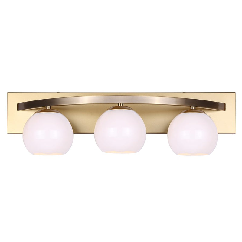 Canarm Monroe 24in 3-Light Vanity Light | Gold Metal and Opal Glass | Bathroom & Powder Room | 24 x 8 x 6.75 in | Model IVL1169A03GDP
