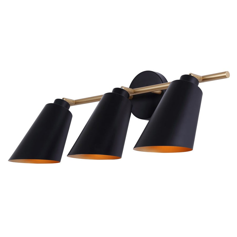 Canarm Rame 3 Light 23" Vanity, Matte Black/Gold