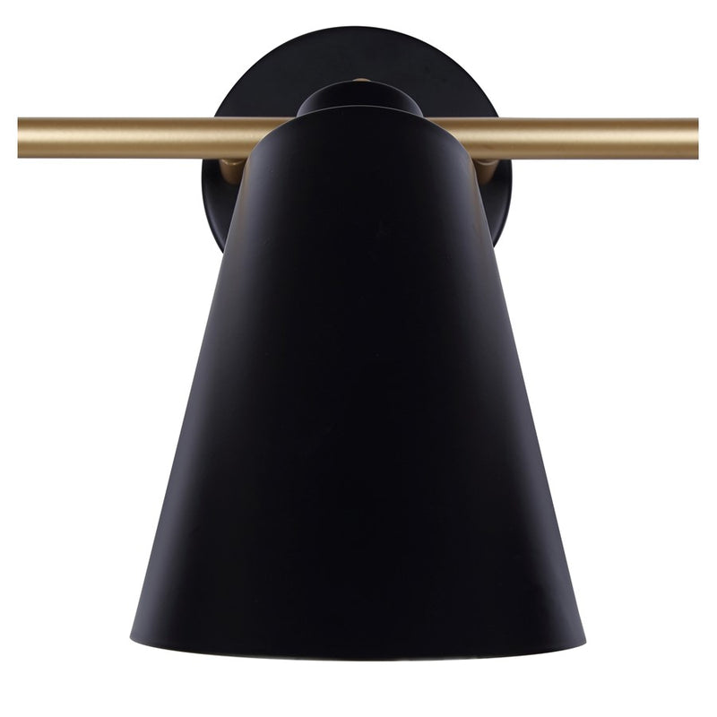 Canarm Rame 23in 3-Light Vanity Light | Retro Matte Black and Gold Metal | Bathroom & Powder Room | 23 x 7 x 12 in | Model IVL1178A03BKG