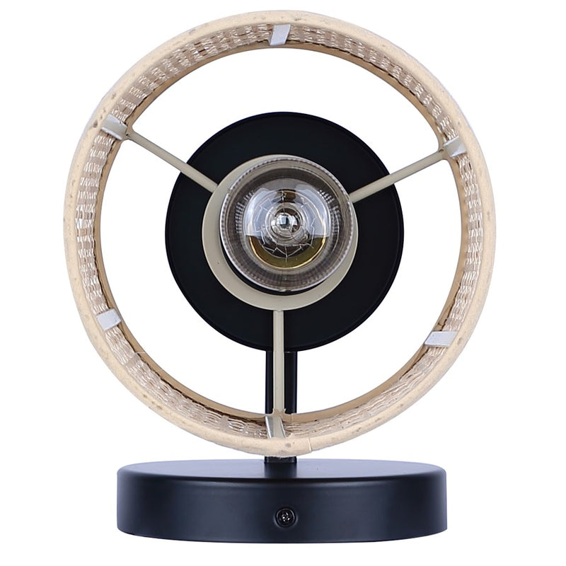 Canarm Meadow 7.5in 1-Light Vanity Light | Boho Matte Black Steel and Rattan | Bathroom & Powder Room | 7.5 x 6 x 9 in | Model IVL1206A01BK