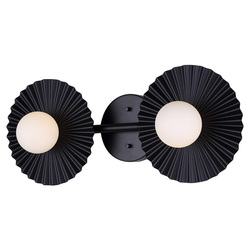 Canarm Payton 20in 2-Light Vanity Light | Matte Black and Opal Glass | Bathroom Vanity & Grooming | 20 x 6.75 x 8.12 in | Model IVL1210A02BK9