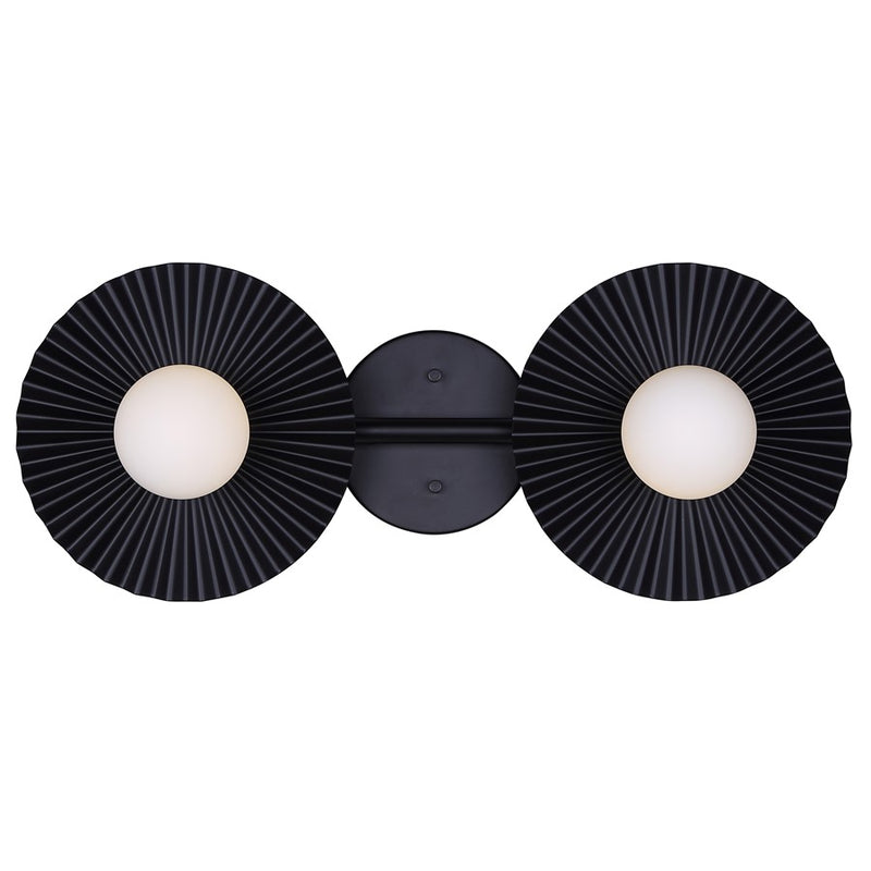 Canarm Payton 20in 2-Light Vanity Light | Matte Black and Opal Glass | Bathroom Vanity & Grooming | 20 x 6.75 x 8.12 in | Model IVL1210A02BK9