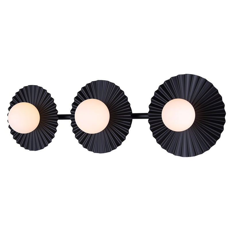Canarm Payton 28.5in 3-Light Vanity Light | Matte Black and Opal Glass | Bathroom Vanity & Grooming | 28.5 x 6.75 x 8.12 in | Model IVL1210A03BK9