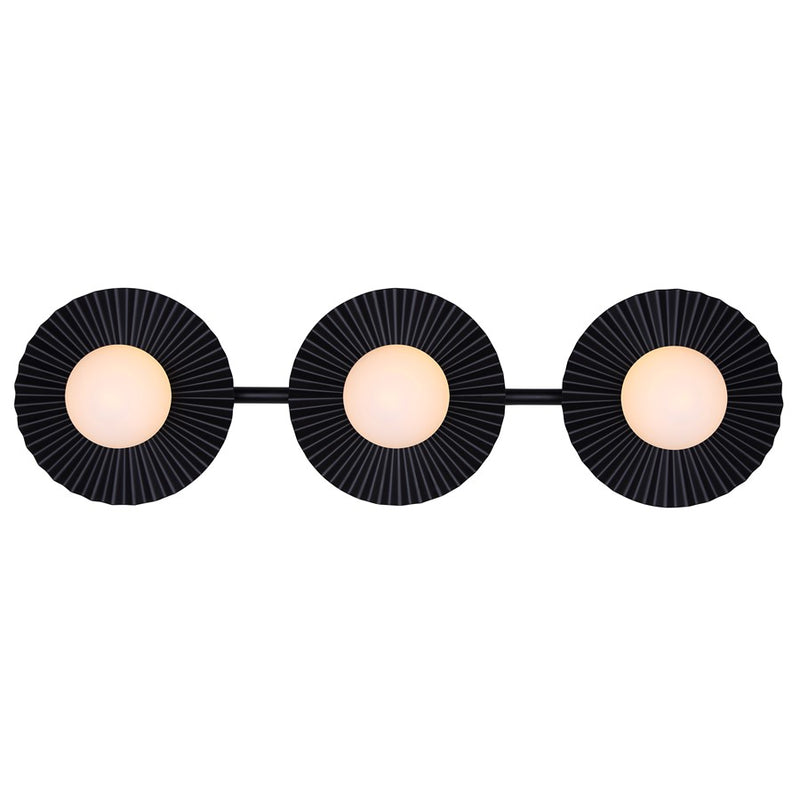 Canarm Payton 28.5in 3-Light Vanity Light | Matte Black and Opal Glass | Bathroom Vanity & Grooming | 28.5 x 6.75 x 8.12 in | Model IVL1210A03BK9