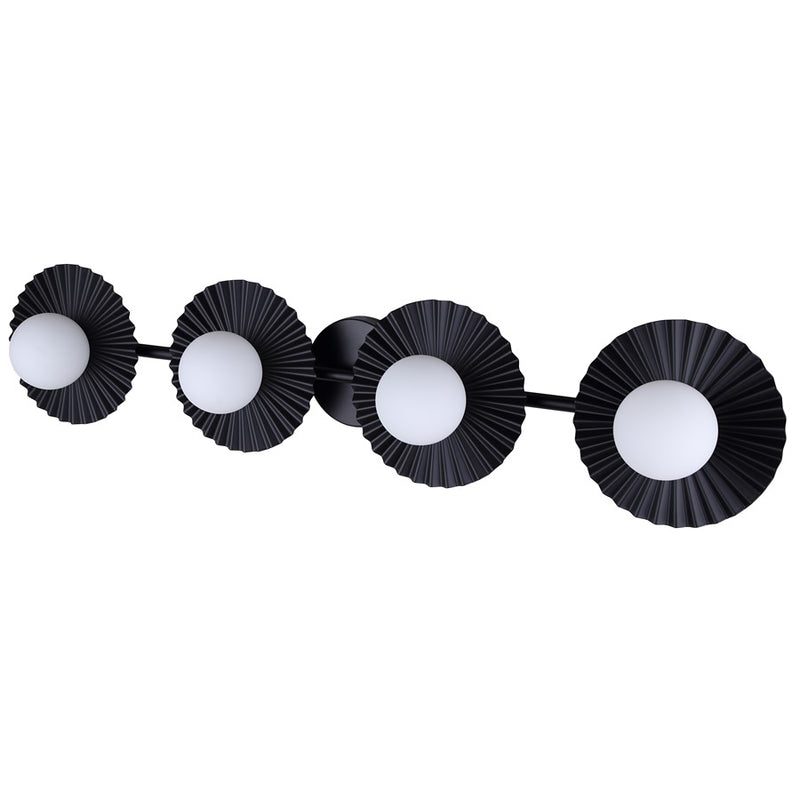 Canarm Payton 38.75in 4-Light Vanity Light | Matte Black and Opal Glass | Bathroom Vanity & Grooming | 38.75 x 6.75 x 8.12 in | Model IVL1210A04BK9