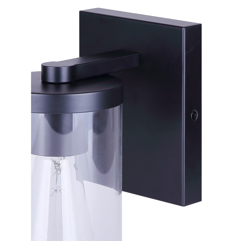 Canarm Britton 4.75in 1-Light Vanity Light | Matte Black and Clear Glass | Bathroom & Hallway | 4.75 x 6.12 x 8.62 in | Model IVL1234A01BK