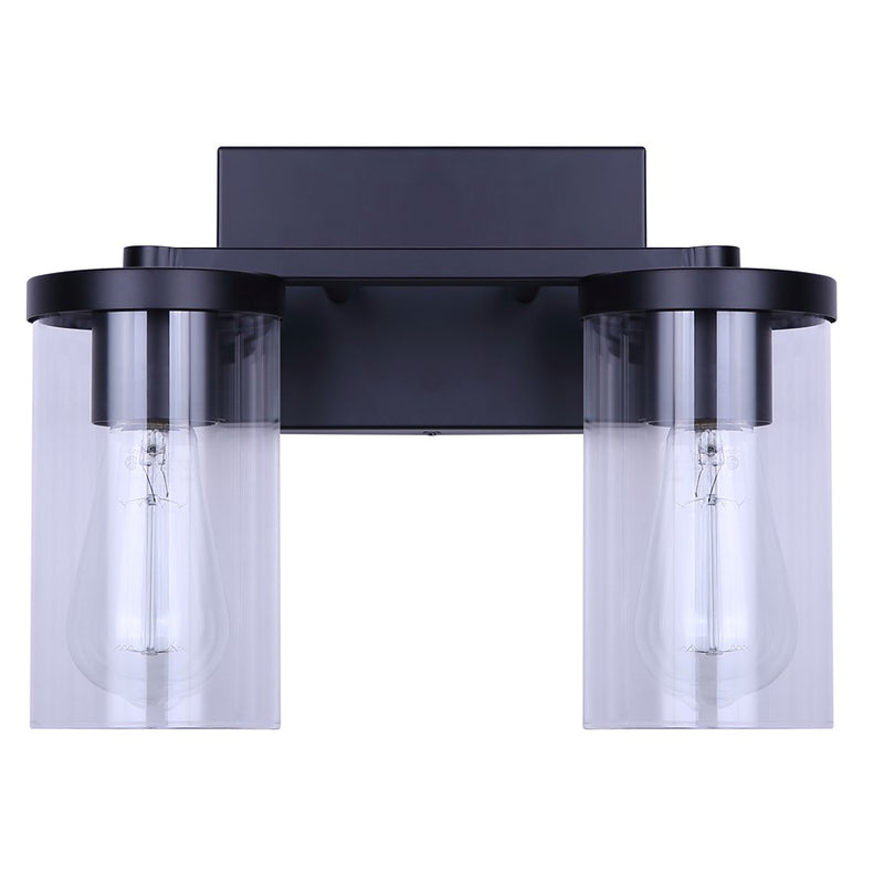 Canarm Britton 12.5in 2-Light Vanity Light | Matte Black and Clear Glass | Bathroom & Powder Room | 12.5 x 6 x 9.62 in | Model IVL1234A02BK