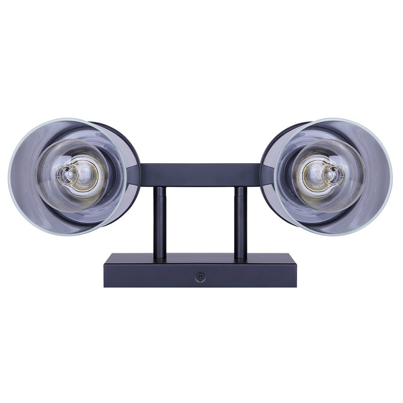 Canarm Britton 12.5in 2-Light Vanity Light | Matte Black and Clear Glass | Bathroom & Powder Room | 12.5 x 6 x 9.62 in | Model IVL1234A02BK