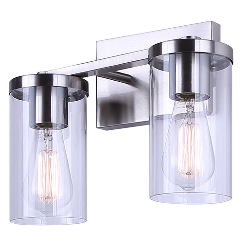 Canarm Britton 2 Light Vanity, Brushed Nickel/Clear - IVL1234A02BN