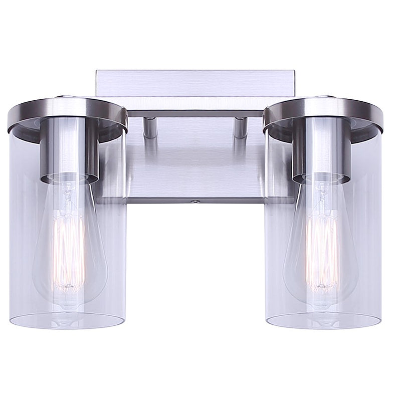 Canarm Britton 2 Light Vanity, Brushed Nickel/Clear