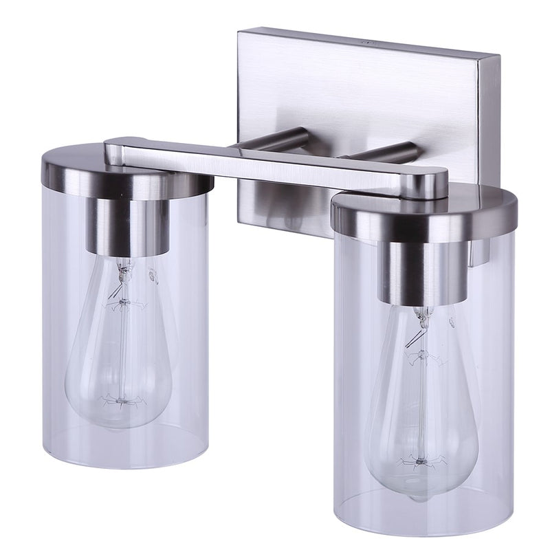 Canarm Britton 2 Light Vanity, Brushed Nickel/Clear