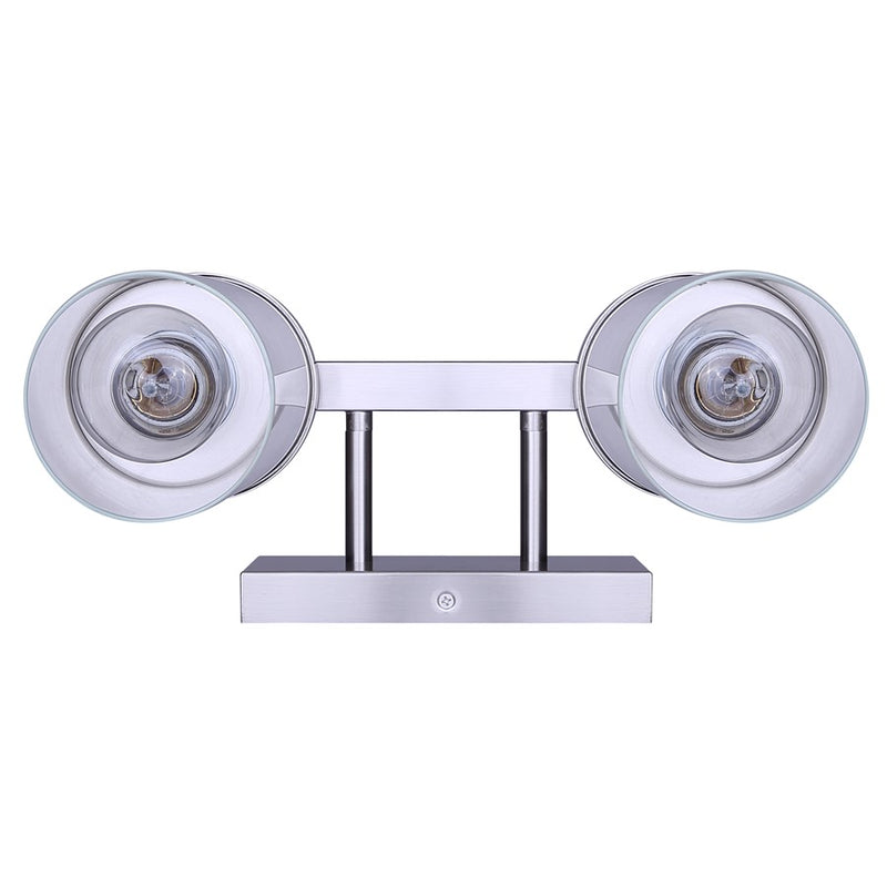 Canarm Britton 12.5in 2-Light Vanity Light | Brushed Nickel and Clear Glass | Bathroom & Powder Room | 12.5 x 6 x 9.62 in | Model IVL1234A02BN