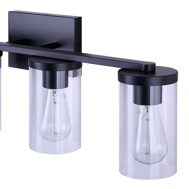 Canarm Britton 4 Light Vanity, Matte Black/Clear