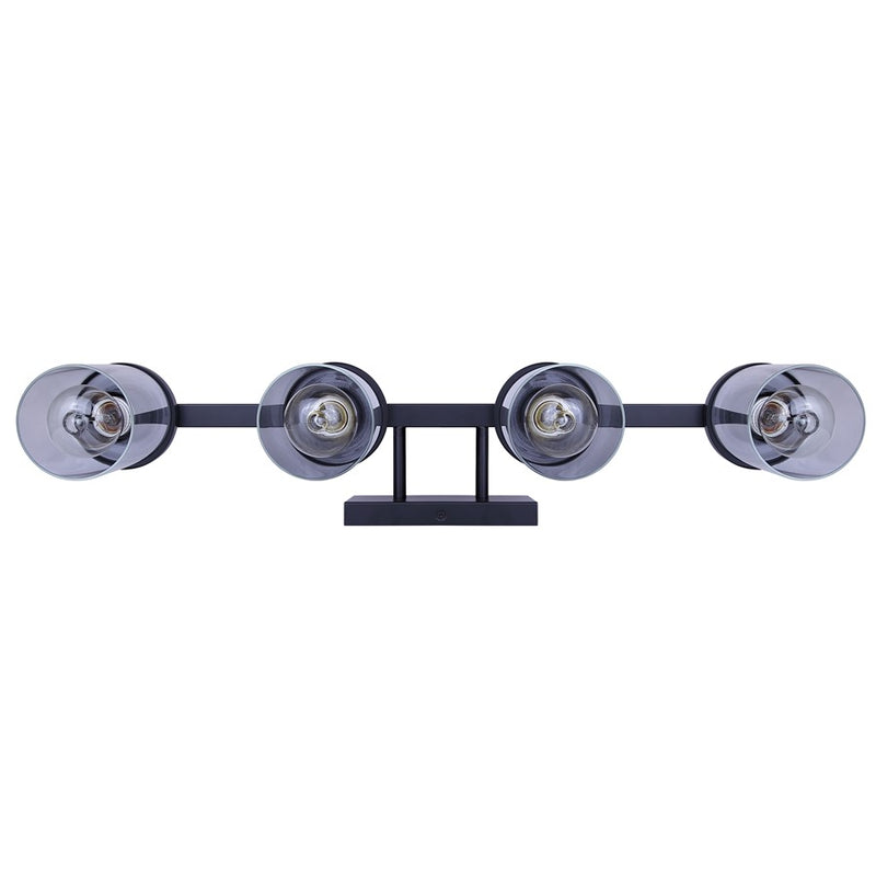 Canarm Britton 28in 4-Light Vanity Light | Industrial Matte Black and Clear Glass | Bathroom & Powder Room | 28 x 6 x 9.625 in | Model IVL1234A04BK