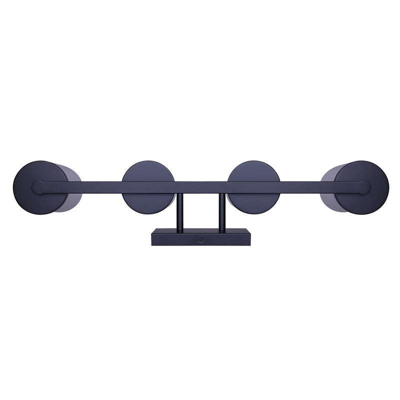 Canarm Britton 28in 4-Light Vanity Light | Industrial Matte Black and Clear Glass | Bathroom & Powder Room | 28 x 6 x 9.625 in | Model IVL1234A04BK
