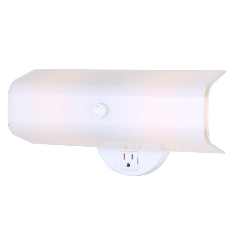 Canarm Signature IVL211 2-Light Vanity Light | White Steel and White Glass | Bathroom & Dressing Room | 12 x 4.5 x 4.5 in | Model IVL211