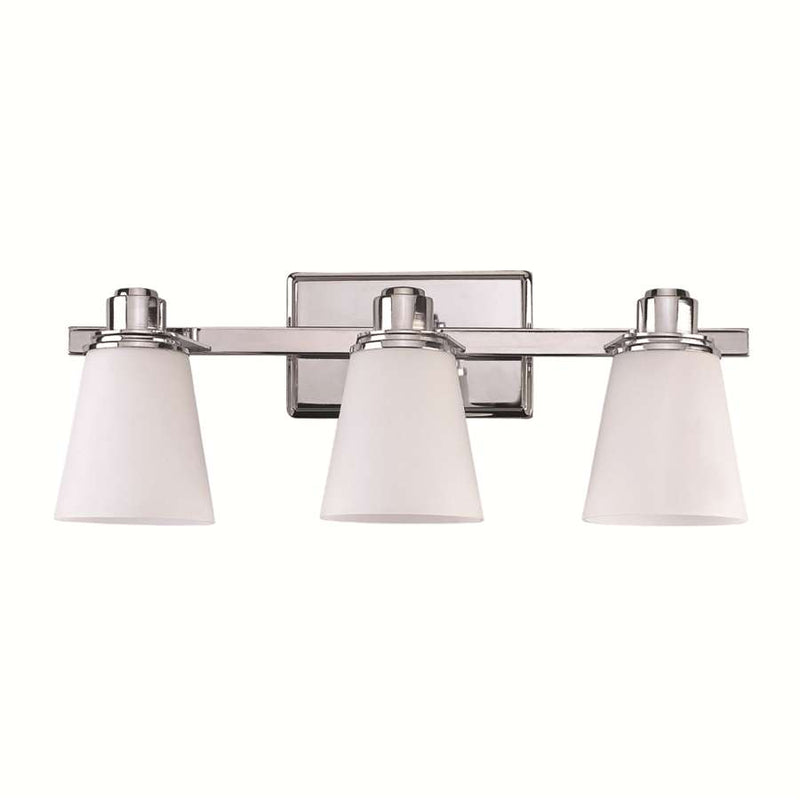 Canarm Chatham IVL220A03CH 3-Light Vanity Light | Chrome Steel and Opal Glass | Bathroom & Powder Room | 22 x 7.25 x 8.25 in | Model IVL220A03CH