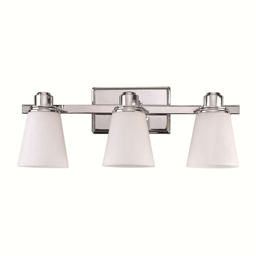Canarm Chatham IVL220A03CH 3-Light Vanity Light | Chrome Steel and Opal Glass | Bathroom & Powder Room | 22 x 7.25 x 8.25 in | Model IVL220A03CH