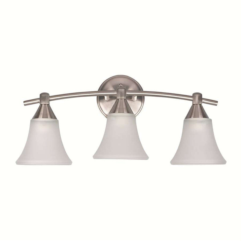 Canarm Grace 3-Light Bathroom Vanity Light | Brushed Pewter Steel with White Opal Glass | Bathroom & Powder Room | Model IVL221A03BPT