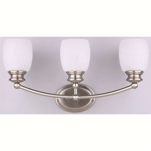 Canarm Palms 21.5in 3-Light Vanity Light | Brushed Pewter Steel and White Linen Glass | Bathroom Vanity | 21.5 x 6.25 x 10.75 in | Model IVL257A03BPT