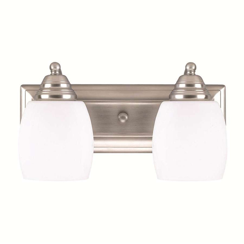 Canarm Griffin 14in 2-Light Vanity Light | Brushed Pewter Steel and White Opal Glass | Bathroom Vanity | 14 x 7.25 x 7.25 in | Model IVL259A02BPT