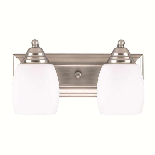 Canarm Griffin 14in 2-Light Vanity Light | Brushed Pewter Steel and White Opal Glass | Bathroom Vanity | 14 x 7.25 x 7.25 in | Model IVL259A02BPT