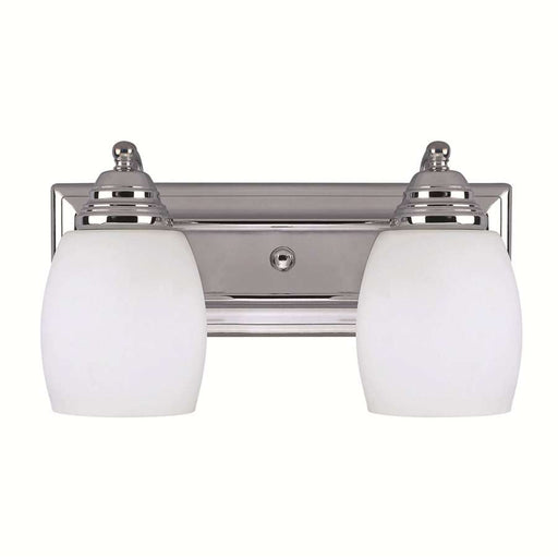 Canarm Griffin 14in 2-Light Bathroom Vanity Light | Chrome Steel and White Opal Glass | Bathroom Vanity | 7.25 x 14 x 7.25 in | Model IVL259A02CH