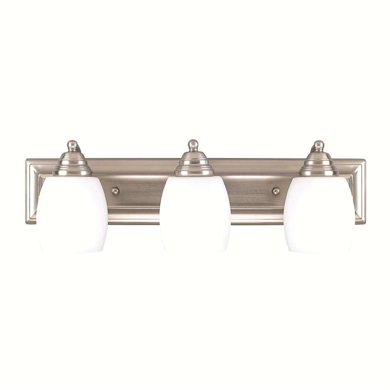 Canarm Griffin 24in 3-Light Bathroom Vanity Light | Brushed Pewter Steel and White Opal Glass | Bathroom Vanity | Model IVL259A03BPT