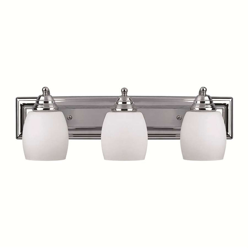 Canarm Griffin 24in 3-Light Bathroom Vanity Light | Chrome Steel and White Opal Glass | Bathroom Vanity | 7.25 x 24 x 7.25 in | Model IVL259A03CH