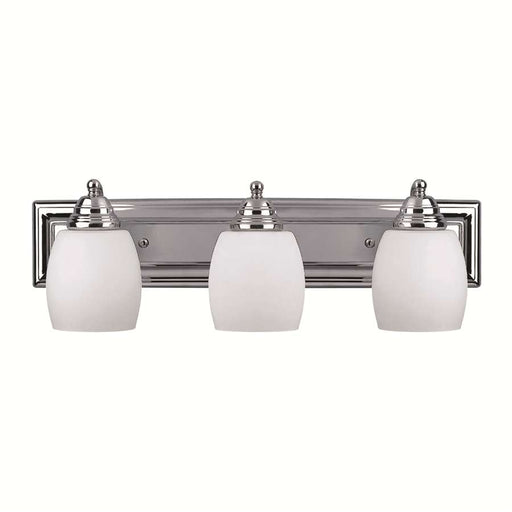 Canarm Griffin 24in 3-Light Bathroom Vanity Light | Chrome Steel and White Opal Glass | Bathroom Vanity | 7.25 x 24 x 7.25 in | Model IVL259A03CH