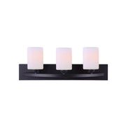 Canarm Hampton 24in 3-Light Vanity | Matte Black and White Glass | Bathroom Vanity Light | 24 x 7 x 8.5 in | Model IVL370A03BK