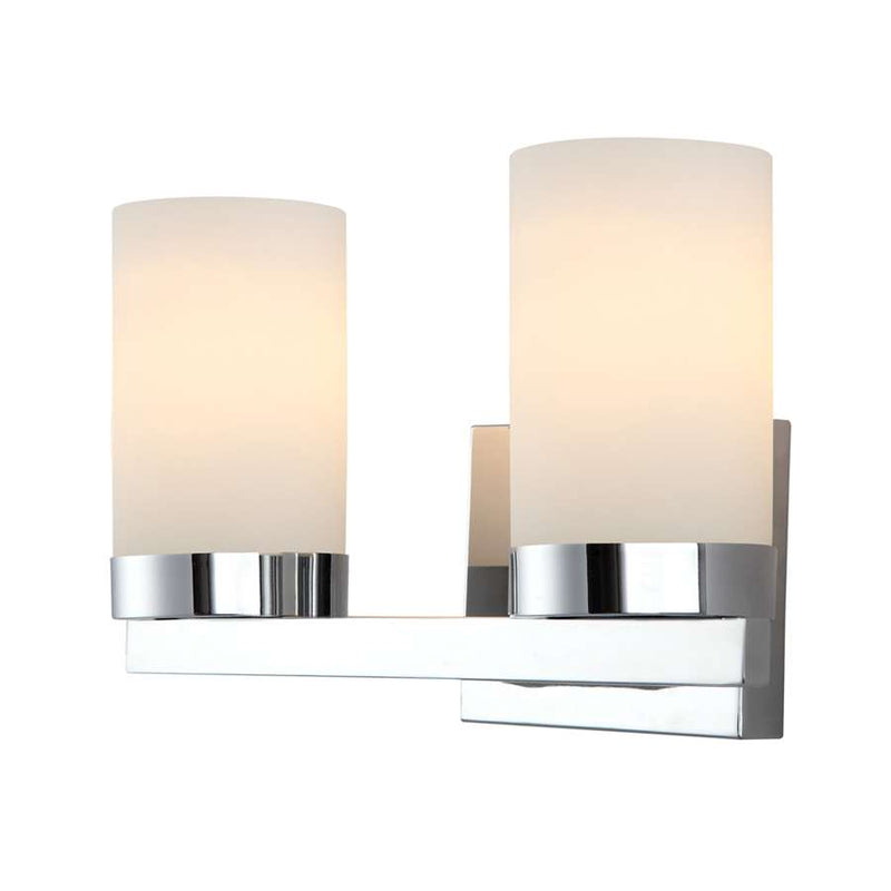 Canarm Milo 14in 2-Light Vanity Light | Chrome Steel and White Opal Glass | Bathroom Vanity | 14 x 6 x 8 in | Model IVL429A02CH