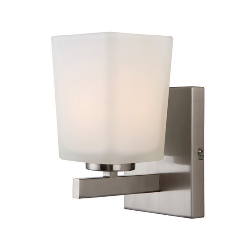 Canarm Hartley 8in 1-Light Wall Sconce | Brushed Nickel Steel and White Opal Glass | Bathroom & Hallway | 5 x 6 x 8 in | Model IVL472A01BN