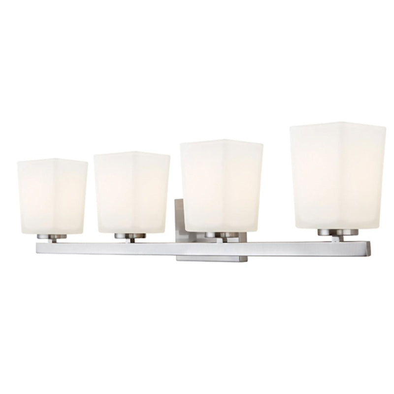 Canarm Hartley 31in 4-Light Vanity | Brushed Nickel and White Opal Glass | Bathroom Vanity Light | 31 x 6 x 8 in | Model IVL472A04BN
