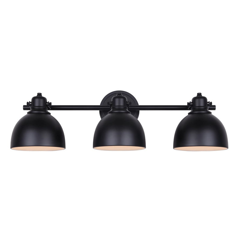 Canarm Polo 25in 3-Light Vanity Light | Matte Black Metal | Bathroom Vanity & Powder Room | 25 x 8 x 8 in | Model IVL622A03BK