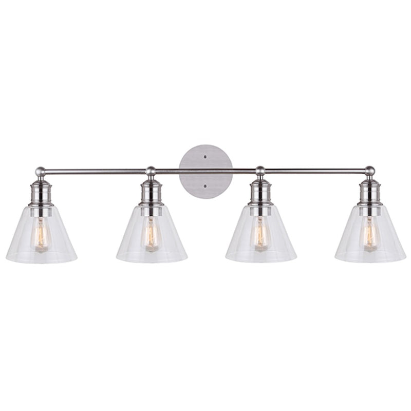 Canarm Larken 35in 4-Light Vanity Light | Brushed Nickel and Clear Glass | Bathroom & Powder Room | 35 x 10 x 6 in | Model IVL628A04BN