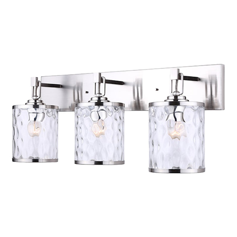 Canarm Cala 24in 3-Light Vanity | Brushed Nickel and Water Mark Glass | Bathroom Vanity Light | 24 x 7 x 10 in | Model IVL677A03BN