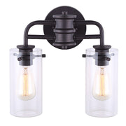 Canarm Albany 14in 2-Light Vanity | Oil Rubbed Bronze and Clear Glass | Bathroom Vanity Light | 14 x 6 x 13 in | Model IVL679A02ORB