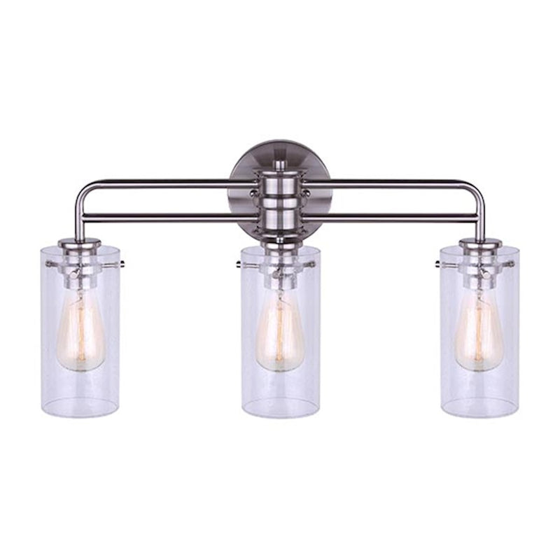 Canarm Albany 24in 3-Light Vanity | Brushed Nickel and Clear Glass | Bathroom Vanity Light | 24 x 6 x 13 in | Model IVL679A03BN