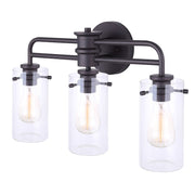 Canarm Albany 24in 3-Light Vanity | Oil Rubbed Bronze and Clear Glass | Bathroom Vanity Light | 24 x 6 x 13 in | Model IVL679A03ORB