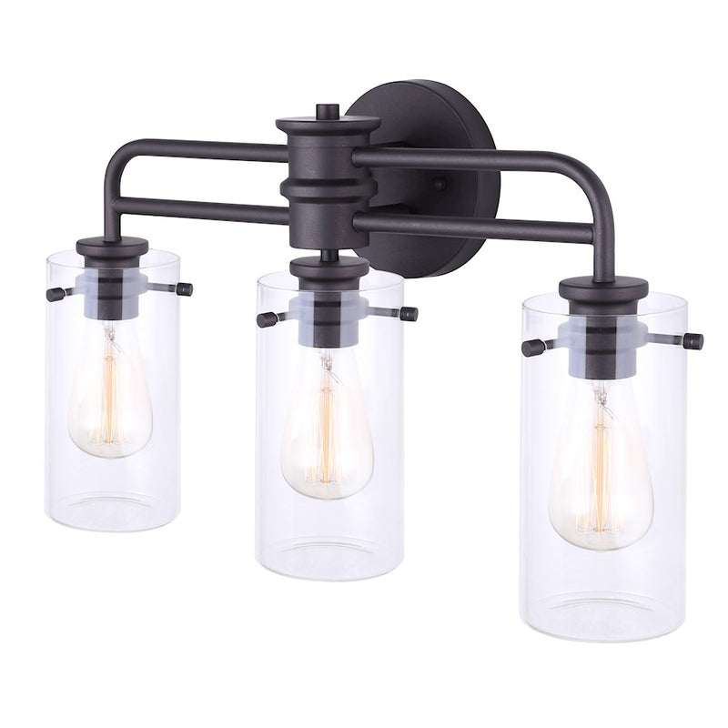 Canarm Albany 24in 3-Light Vanity | Oil Rubbed Bronze and Clear Glass | Bathroom Vanity Light | 24 x 6 x 13 in | Model IVL679A03ORB