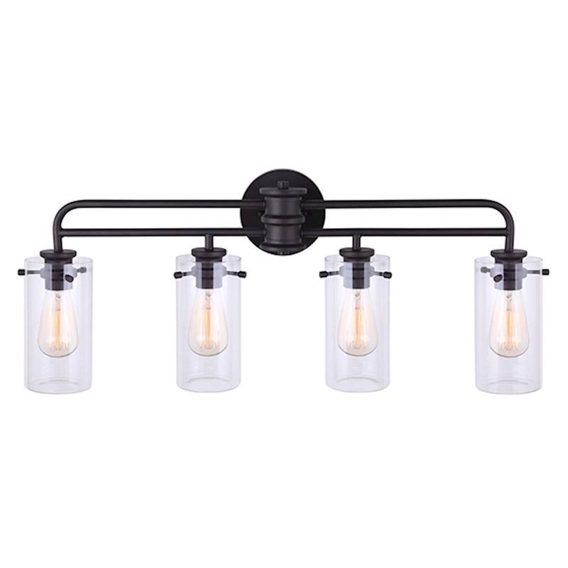 Canarm Albany 31in 4-Light Vanity | Oil Rubbed Bronze and Clear Glass | Bathroom Vanity Light | 31 x 6 x 13 in | Model IVL679A04ORB
