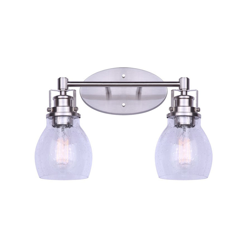 Canarm Carson 16in 2-Light Vanity Light | Transitional Brushed Nickel and Seeded Glass | Bathroom Vanity & Powder Room | Model IVL705A02BN