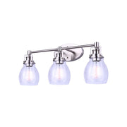 Canarm Carson 24in 3-Light Vanity Light | Modern Brushed Nickel and Clear Seeded Glass | Bathroom & Powder Room | Model IVL705A03BN
