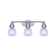 Canarm Carson 24in 3-Light Vanity Light | Modern Brushed Nickel and Clear Seeded Glass | Bathroom & Powder Room | Model IVL705A03BN