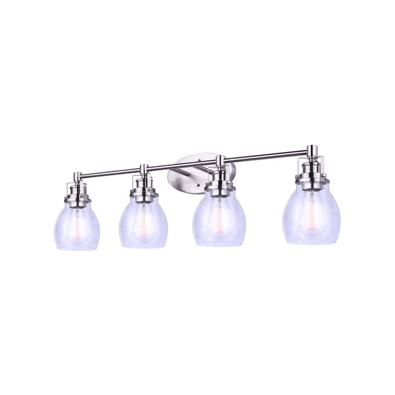 Canarm Carson 33in 4-Light Vanity Light | Modern Brushed Nickel and Clear Seeded Glass | Bathroom & Powder Room | Model IVL705A04BN