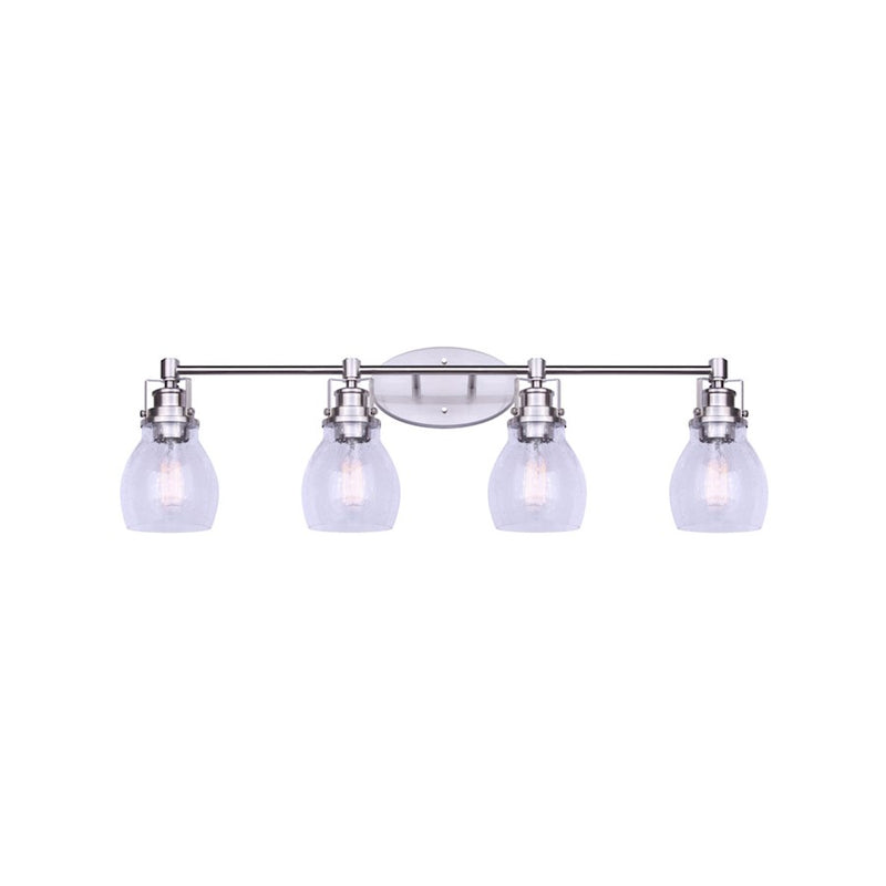 Canarm Carson 33in 4-Light Vanity Light | Modern Brushed Nickel and Clear Seeded Glass | Bathroom & Powder Room | Model IVL705A04BN