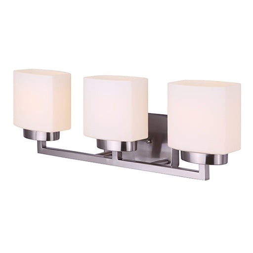 Canarm Sutherland 3-Light Vanity Light | Brushed Nickel and Flat Opal Glass | Bathroom Vanity | 23 x 6 x 8 in | Model IVL751A03BN
