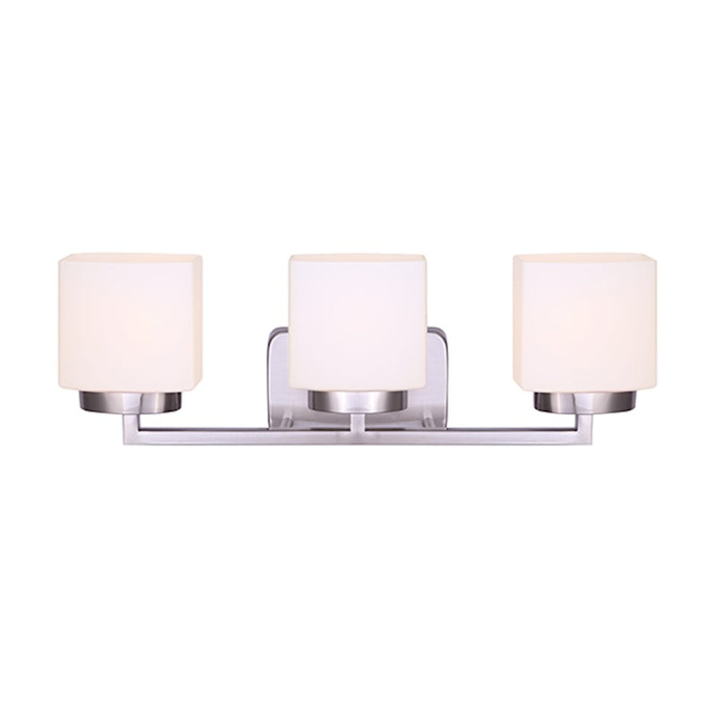 Canarm Sutherland 3-Light Vanity Light | Brushed Nickel and Flat Opal Glass | Bathroom Vanity | 23 x 6 x 8 in | Model IVL751A03BN